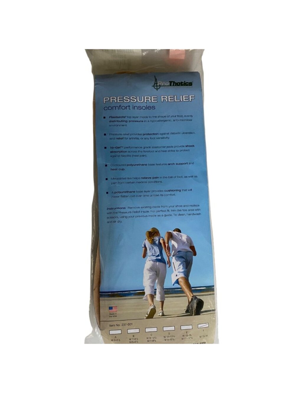 PROTHOTICS Pressure Relief Comfort Insoles Men 13-15 Vy-Gel Cushioning Inserts